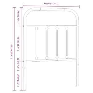 Kovové náhradní čelo postele bílé 75 cm - obrázek 7