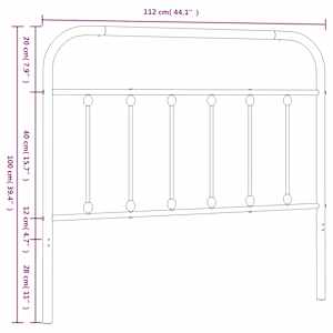 Kovové náhradní čelo postele bílé 107 cm - obrázek 7