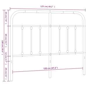 Kovové náhradní čelo postele bílé 120 cm - obrázek 7