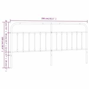 Kovové náhradní čelo postele bílé 200 cm - obrázek 7