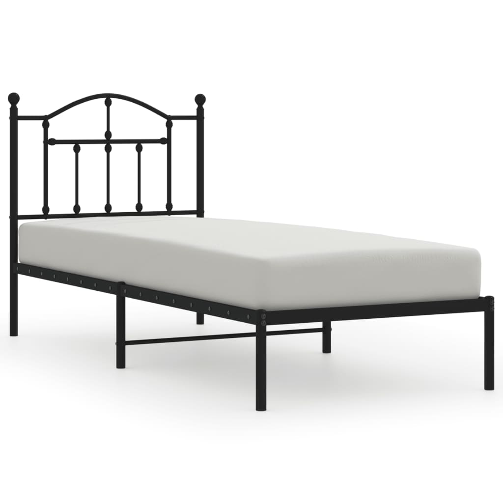 vidaXL Kovový rám postele s čelem černý 80 x 200 cm