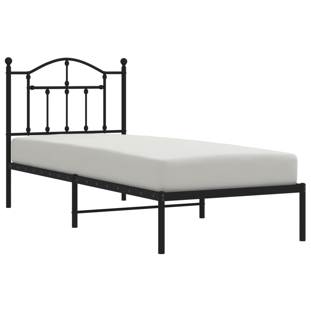vidaXL fekete fém ágykeret fejtámlával 80 x 200 cm