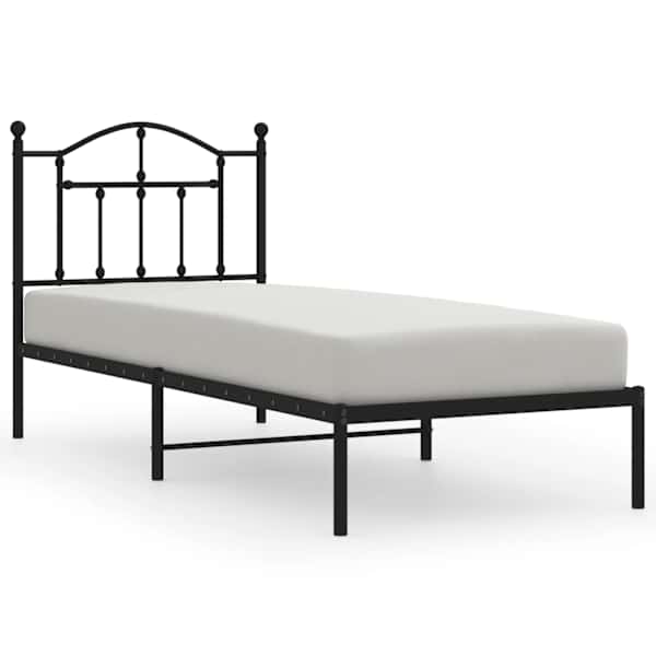 vidaXL metallist voodiraam peatsiga, must, 90 x 190 cm