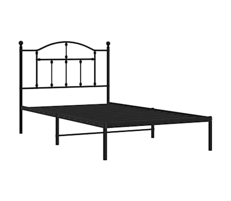 vidaXL Bedframe met hoofdbord metaal zwart 100x190 cm