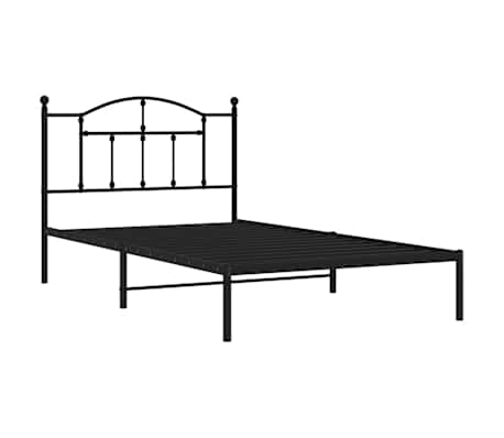 vidaXL Cadre de lit m&eacute;tal sans matelas avec t&ecirc;te de lit noir 100x200cm