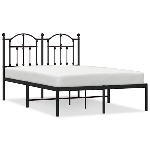 vidaXL metallist voodiraam peatsiga, must, 120x190 cm