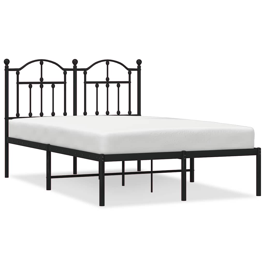 vidaXL Bedframe met hoofdbord metaal zwart 120x190 cm, foto 3