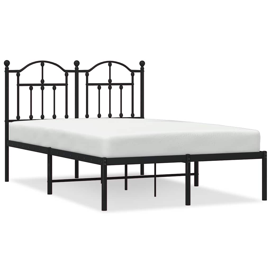 vidaXL Bedframe met hoofdbord metaal zwart 120x200 cm, foto 3