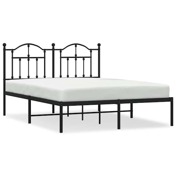 vidaXL metallist voodiraam peatsiga, must, 135x190 cm