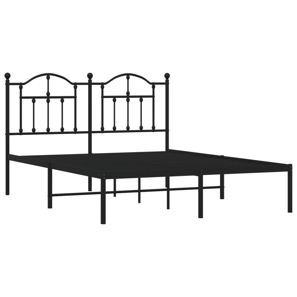 vidaXL Bedframe met hoofdbord metaal zwart 140x190 cm afbeelding
