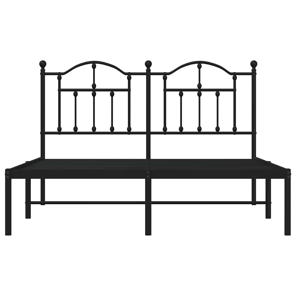 vidaXL Bedframe met hoofdbord metaal zwart 140x190 cm, foto 4