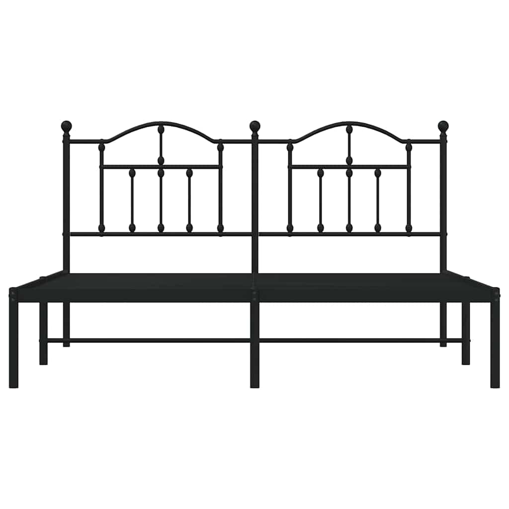 vidaXL Bedframe met hoofdbord metaal zwart 160x200 cm, foto 4