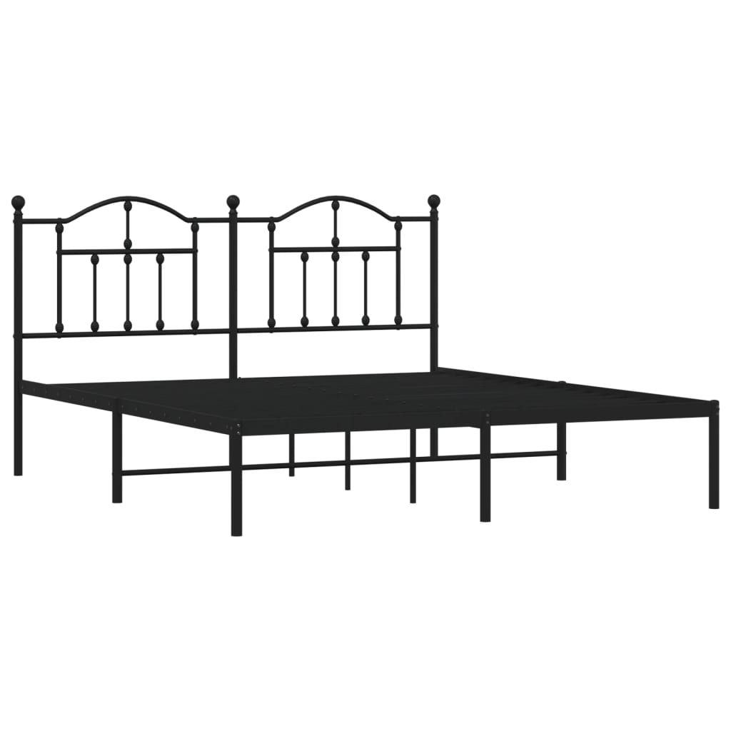 vidaXL Bedframe met hoofdbord metaal zwart 180x200 cm afbeelding
