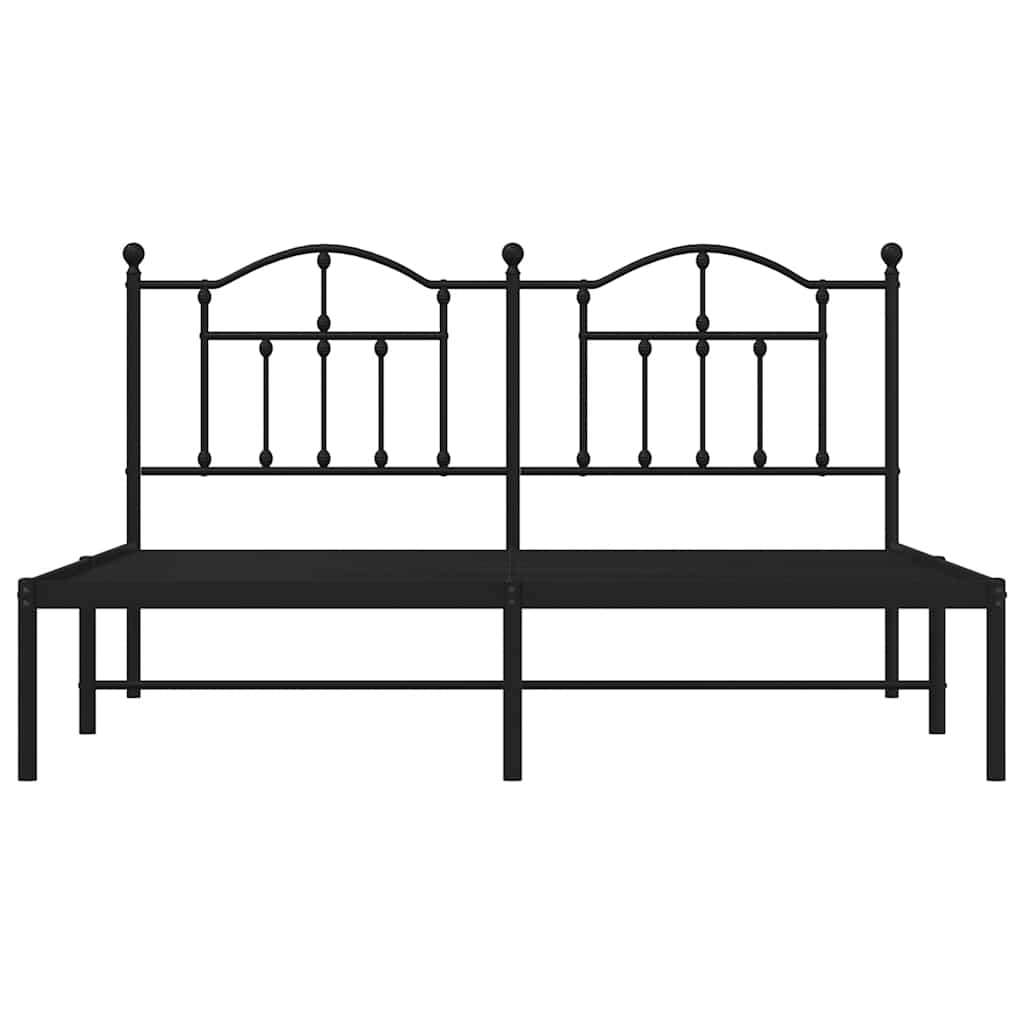 vidaXL Bedframe met hoofdbord metaal zwart 180x200 cm, foto 4