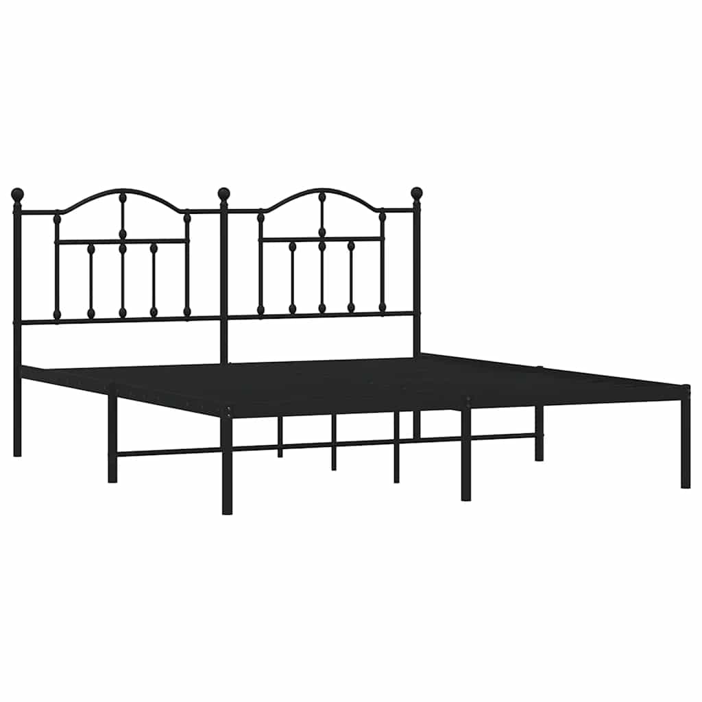 vidaXL Bedframe met hoofdbord metaal zwart 183x213 cm afbeelding