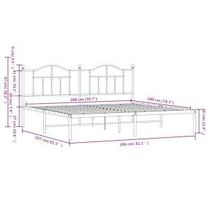 Kovový rám postele s čelem černý 200 x 200 cm - obrázek 9