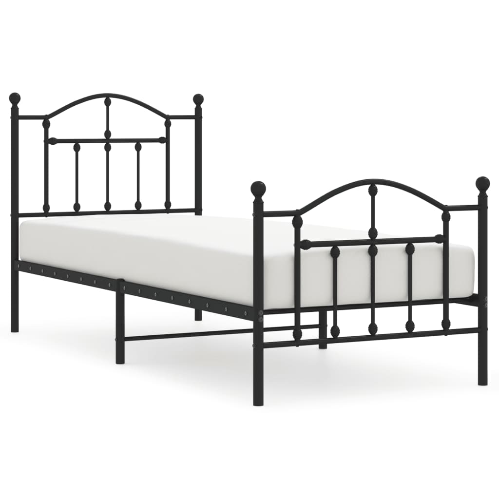 vidaXL Bedframe met hoofd- en voeteneinde metaal zwart 80x200 cm, foto 3