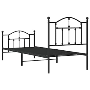 Kovový rám postele s hlavovým a nožním čelem černý 80 x 200 cm - obrázek 7