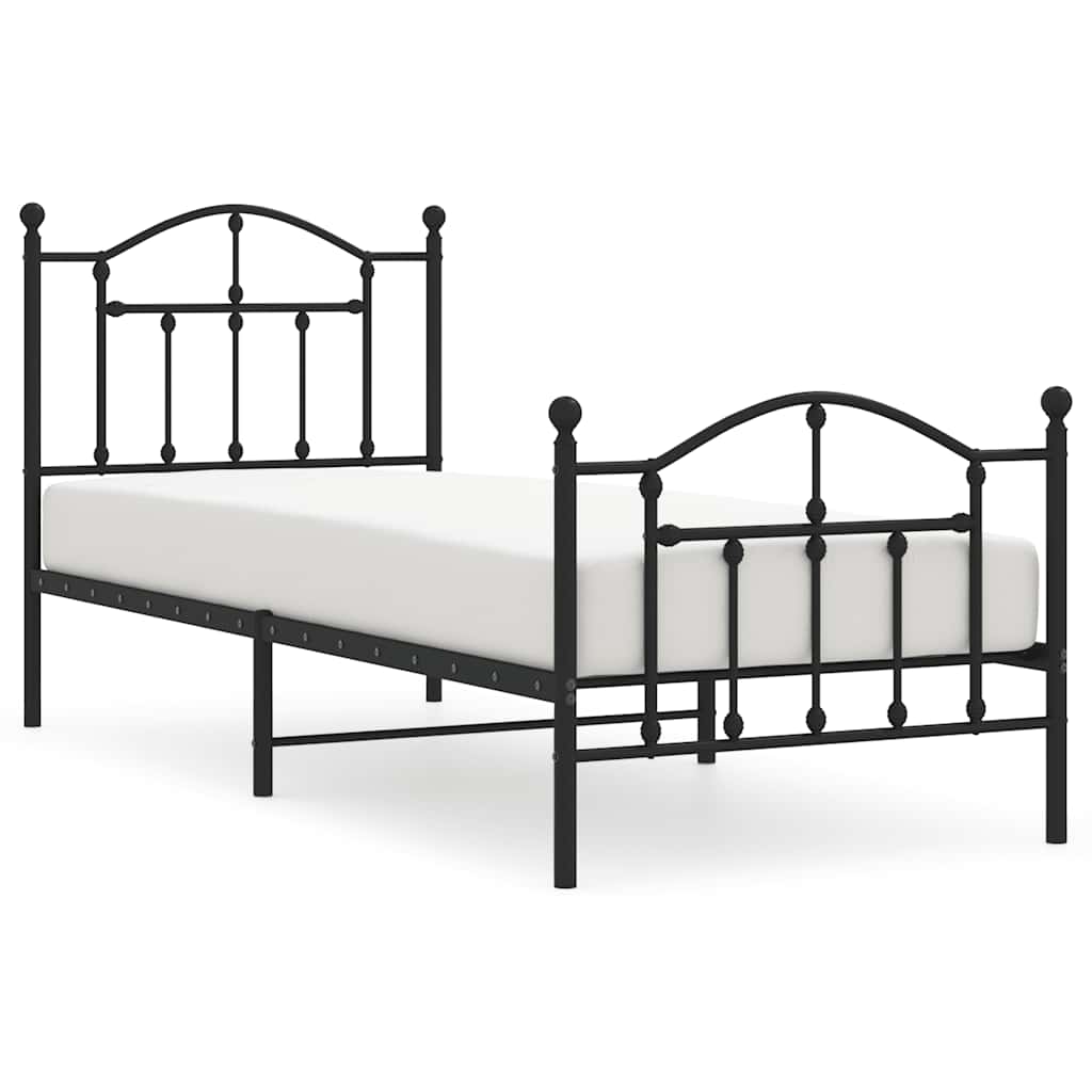 vidaXL Bedframe met hoofd- en voeteneinde metaal zwart 90x200 cm, foto 3