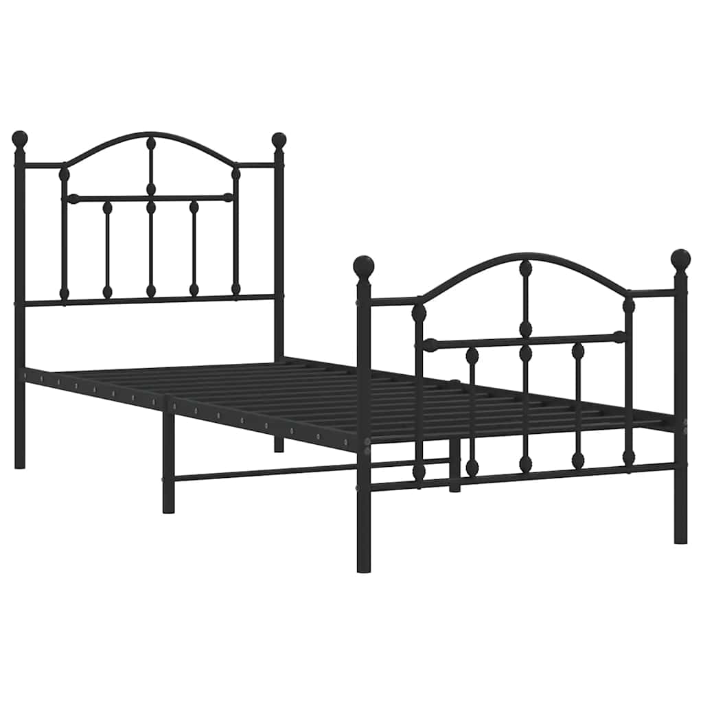 vidaXL Bedframe met hoofd- en voeteneinde metaal zwart 90x200 cm, foto 2