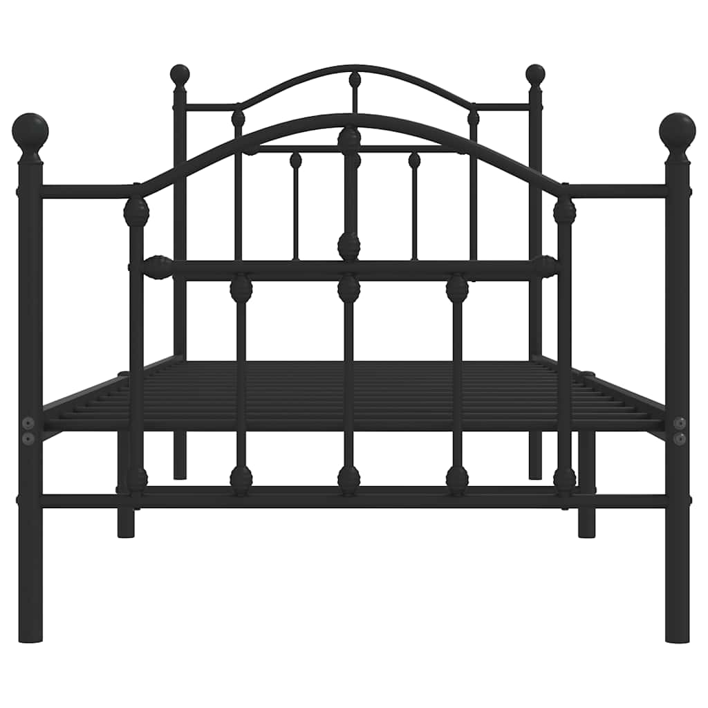 vidaXL Bedframe met hoofd- en voeteneinde metaal zwart 90x200 cm, foto 4