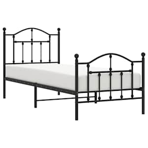 Kovový rám postele s hlavovým a nožním čelem černý 90 x 200 cm - obrázek 4