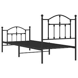 Kovový rám postele s hlavovým a nožním čelem černý 90 x 200 cm - obrázek 7