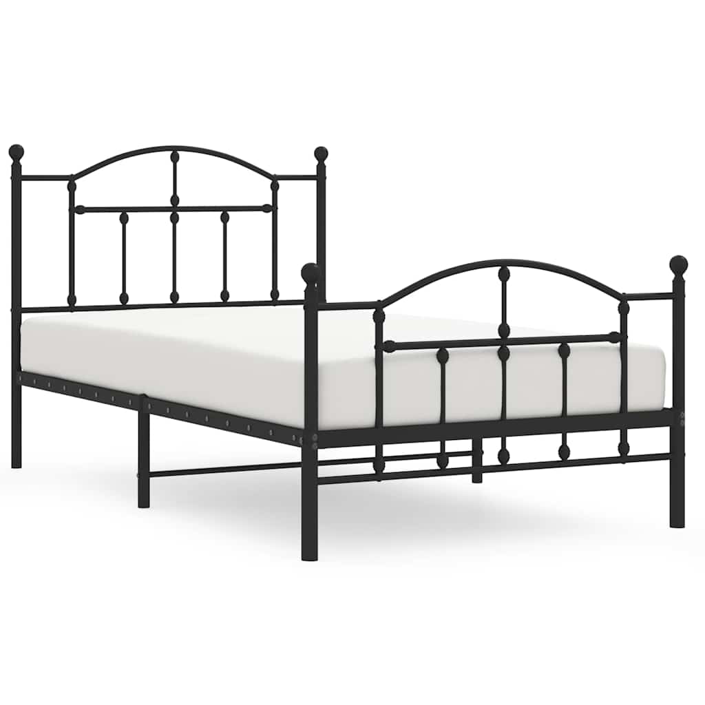 vidaXL Bedframe met hoofd- en voeteneinde metaal zwart 100x190 cm, foto 3