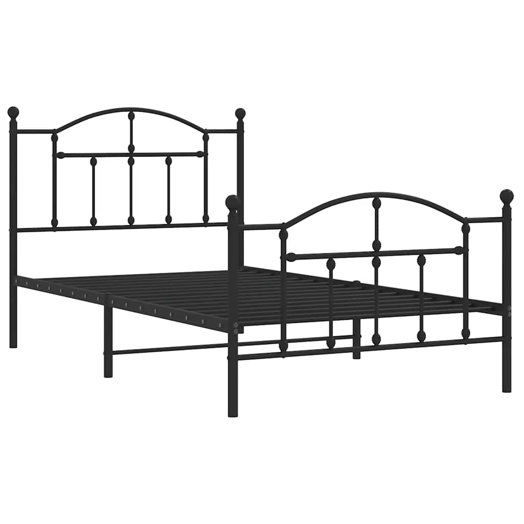 vidaXL Bedframe met hoofd- en voeteneinde metaal zwart 100x190 cm afbeelding