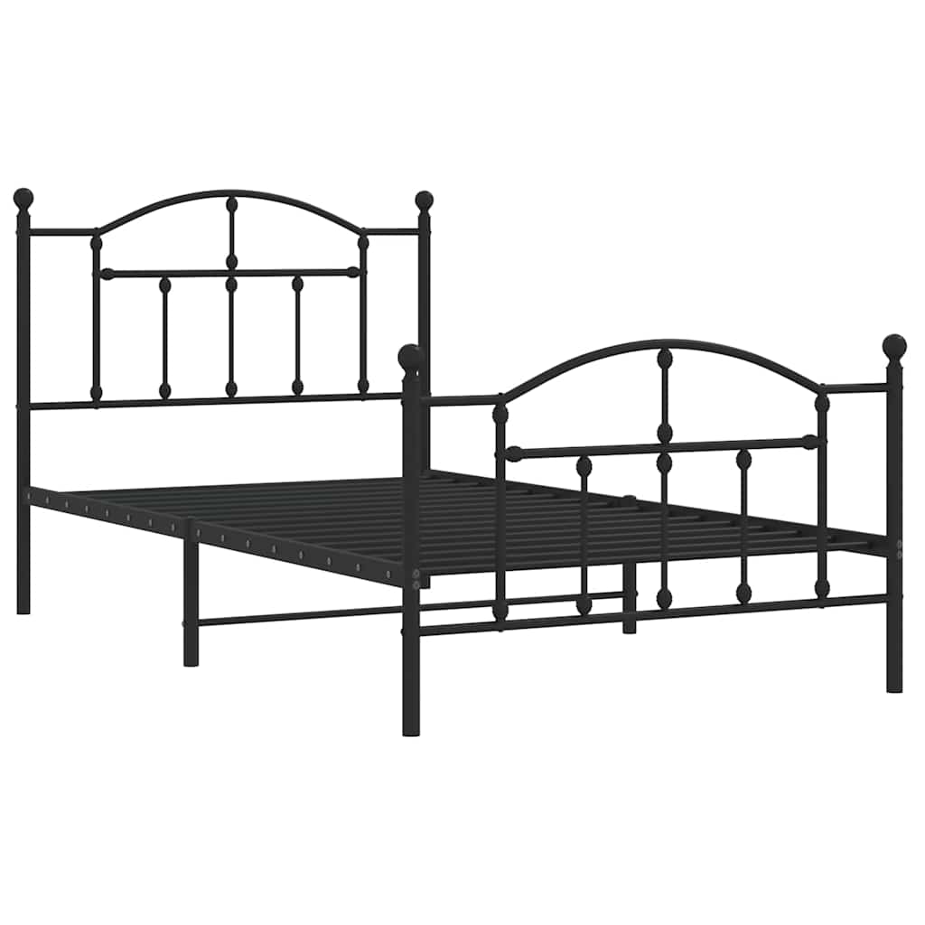 vidaXL Bedframe met hoofd- en voeteneinde metaal zwart 100x190 cm, foto 4