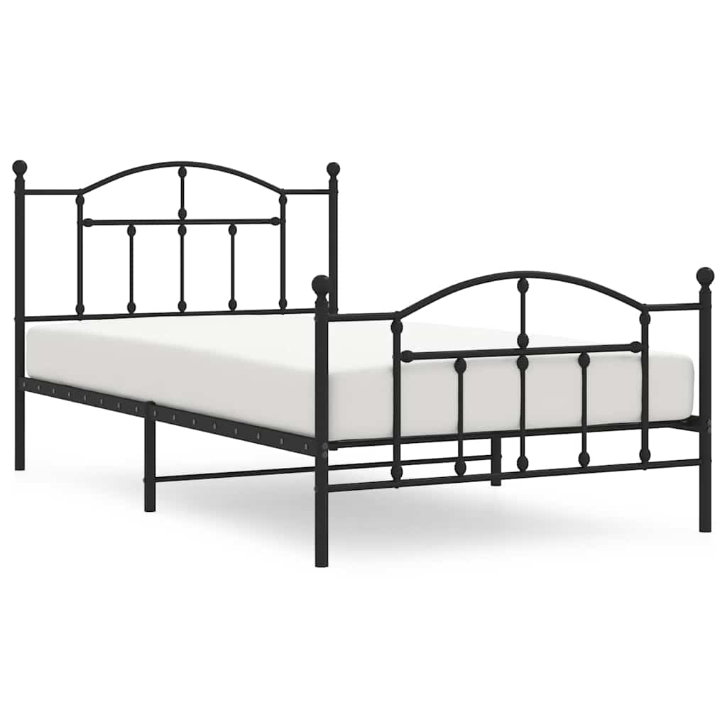 vidaXL Bedframe met hoofd- en voeteneinde metaal zwart 100x200 cm, foto 3