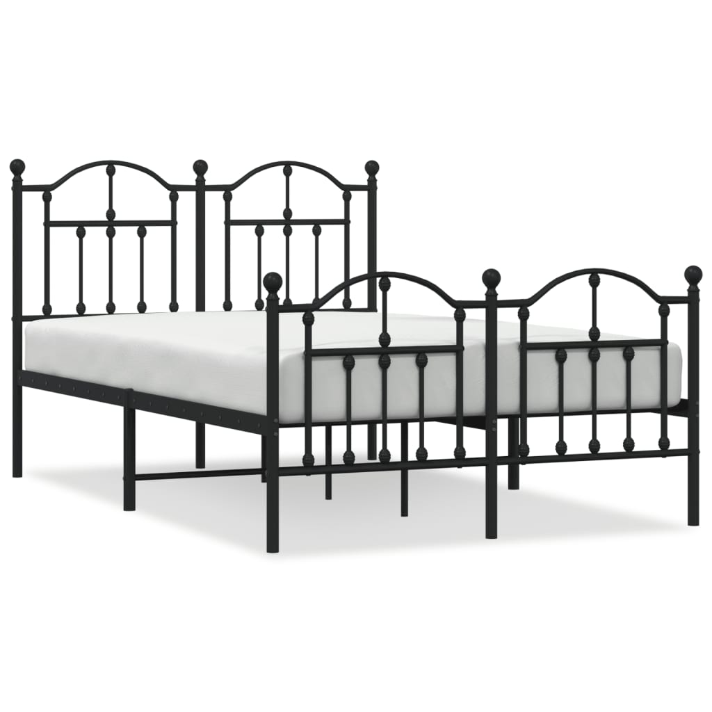 vidaXL Bedframe met hoofd- en voeteneinde metaal zwart 120x190 cm, foto 3