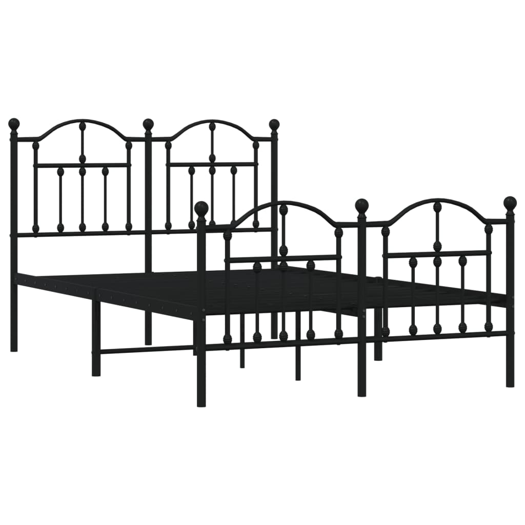 vidaXL Bedframe met hoofd- en voeteneinde metaal zwart 120x190 cm, foto 2