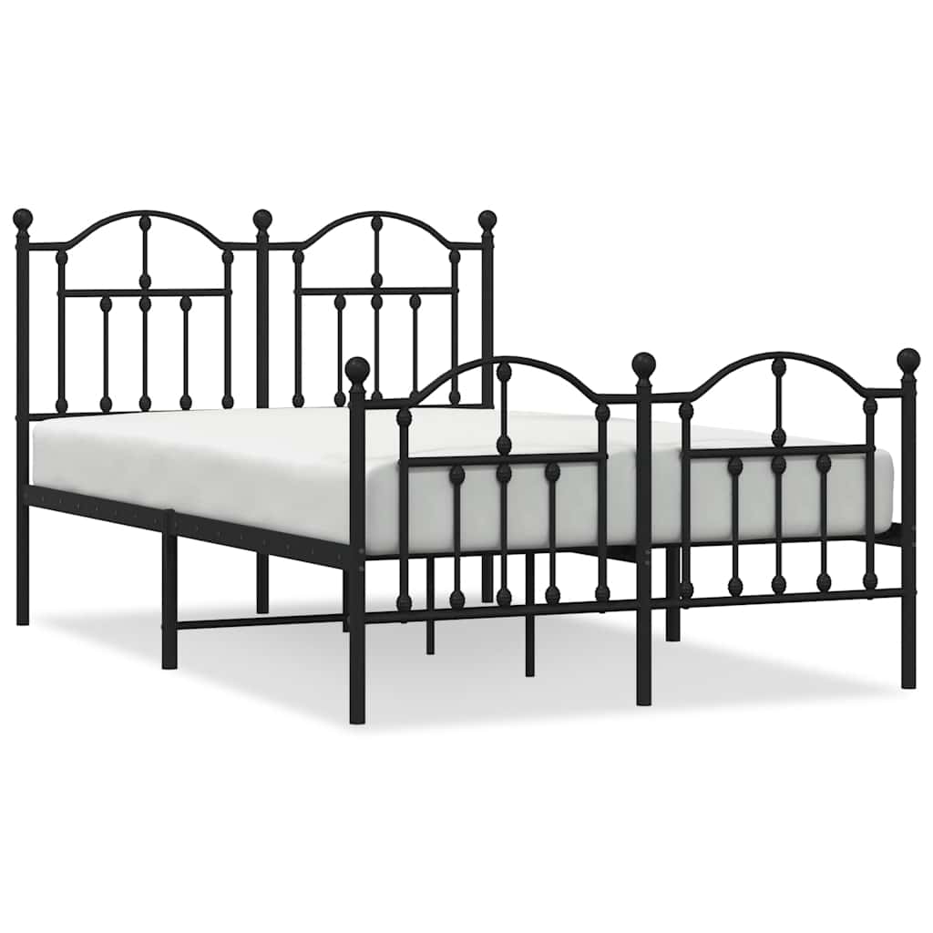 vidaXL Bedframe met hoofd- en voeteneinde metaal zwart 120x200 cm, foto 3