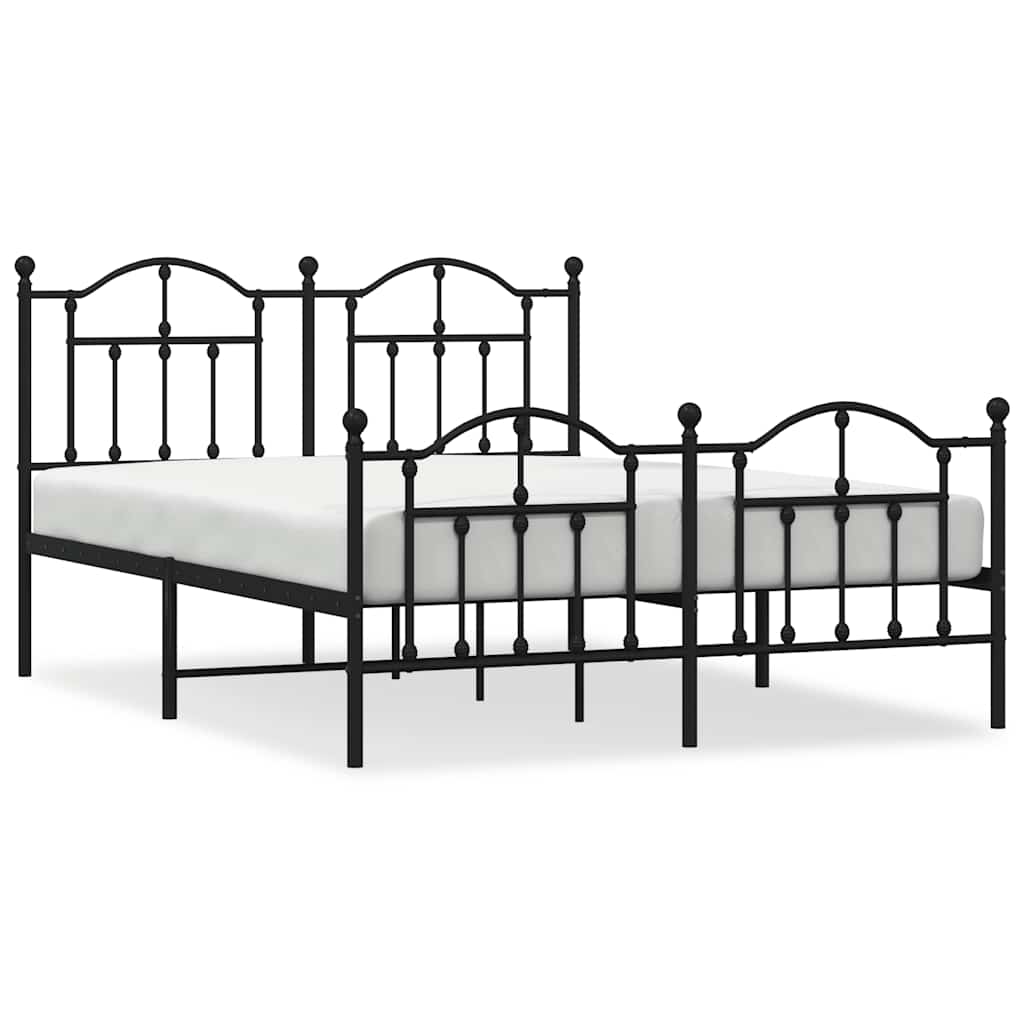 E-shop vidaXL Kovový rám postele s čelom a podnožkou čierny 140x190 cm