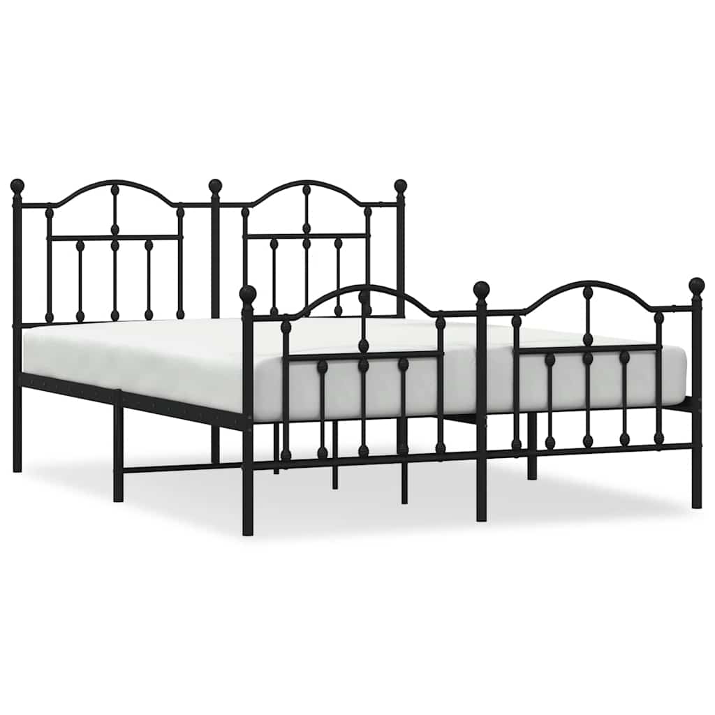 vidaXL Bedframe met hoofd- en voeteneinde metaal zwart 140x200 cm, foto 3