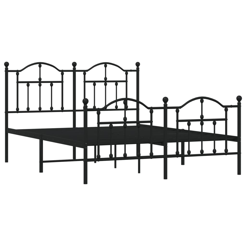 vidaXL Bedframe met hoofd- en voeteneinde metaal zwart 140x200 cm afbeelding