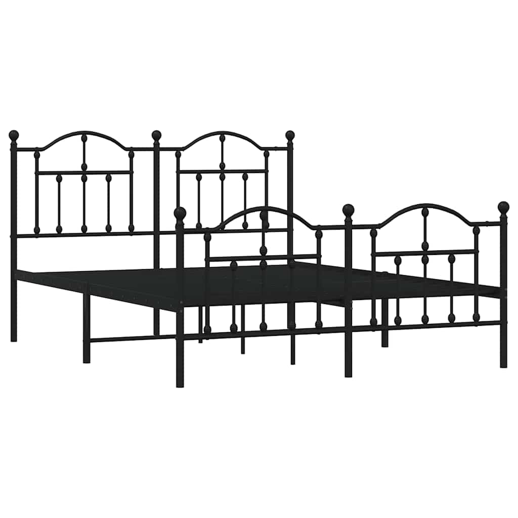 vidaXL Bedframe met hoofd- en voeteneinde metaal zwart 140x200 cm, foto 2
