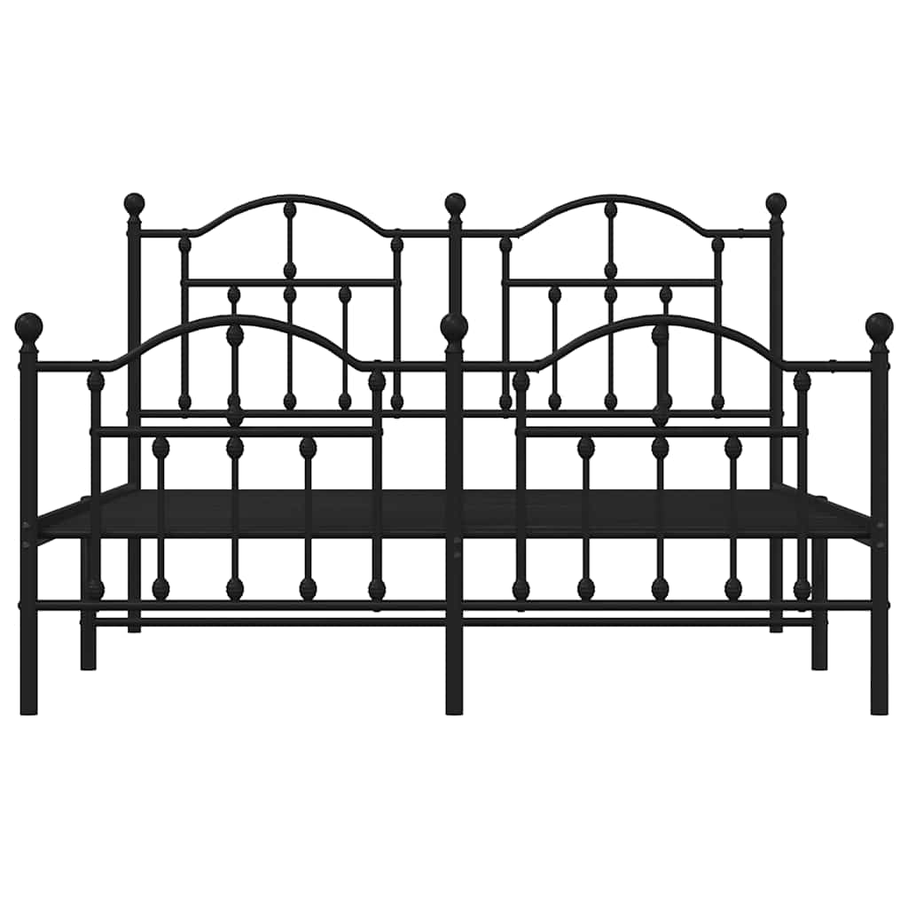 vidaXL Bedframe met hoofd- en voeteneinde metaal zwart 140x200 cm, foto 4