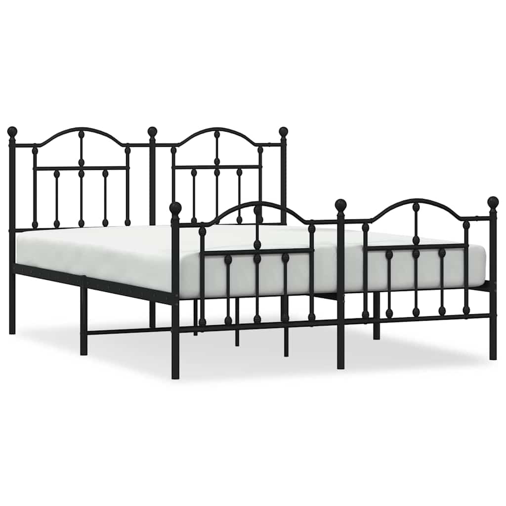 vidaXL Bedframe met hoofd- en voeteneinde metaal zwart 150x200 cm, foto 3