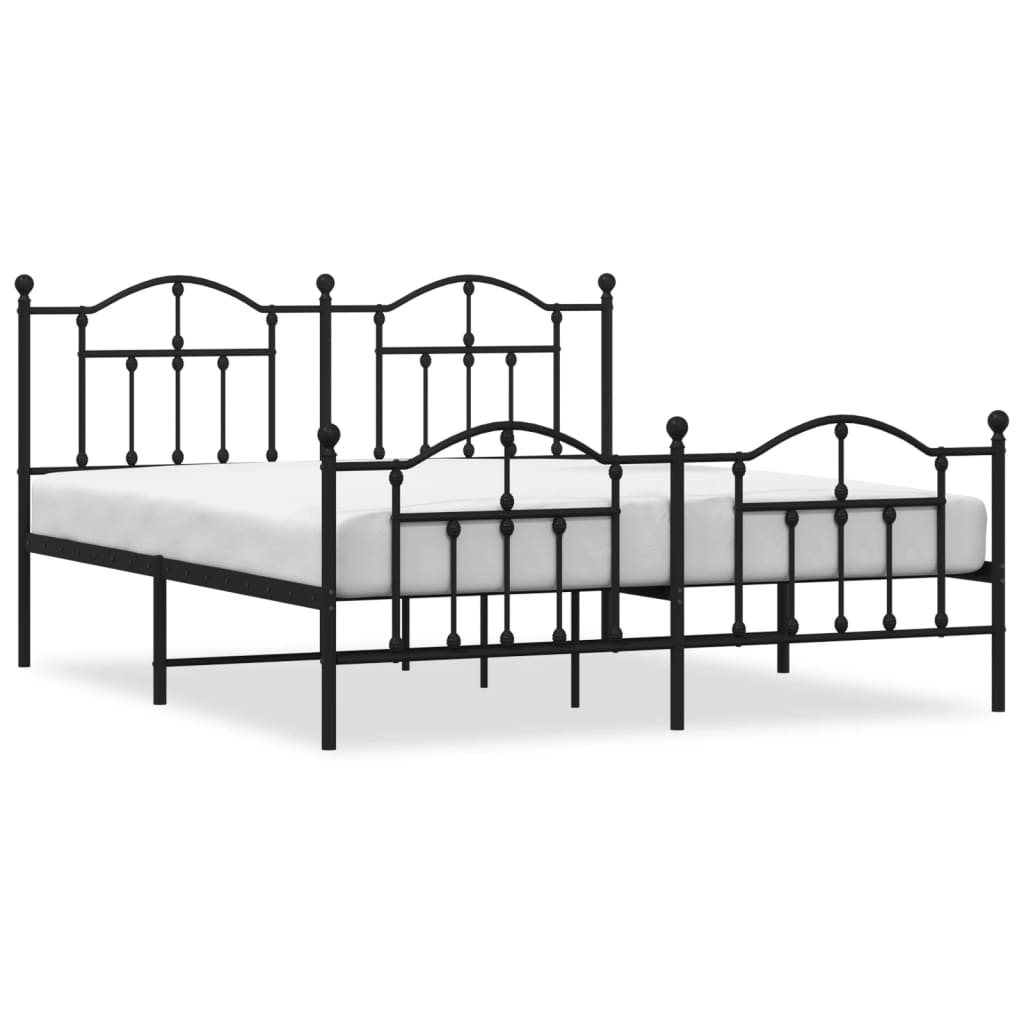 vidaXL Bedframe met hoofd- en voeteneinde metaal zwart 180x200 cm