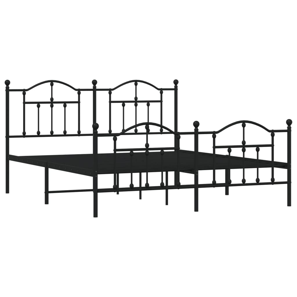 vidaXL Bedframe met voetbord zonder matras metaal zwart 180x200 cm afbeelding