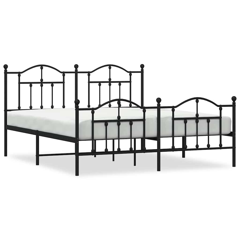 vidaXL Bedframe met hoofd- en voeteneinde metaal zwart 183x213 cm, foto 3