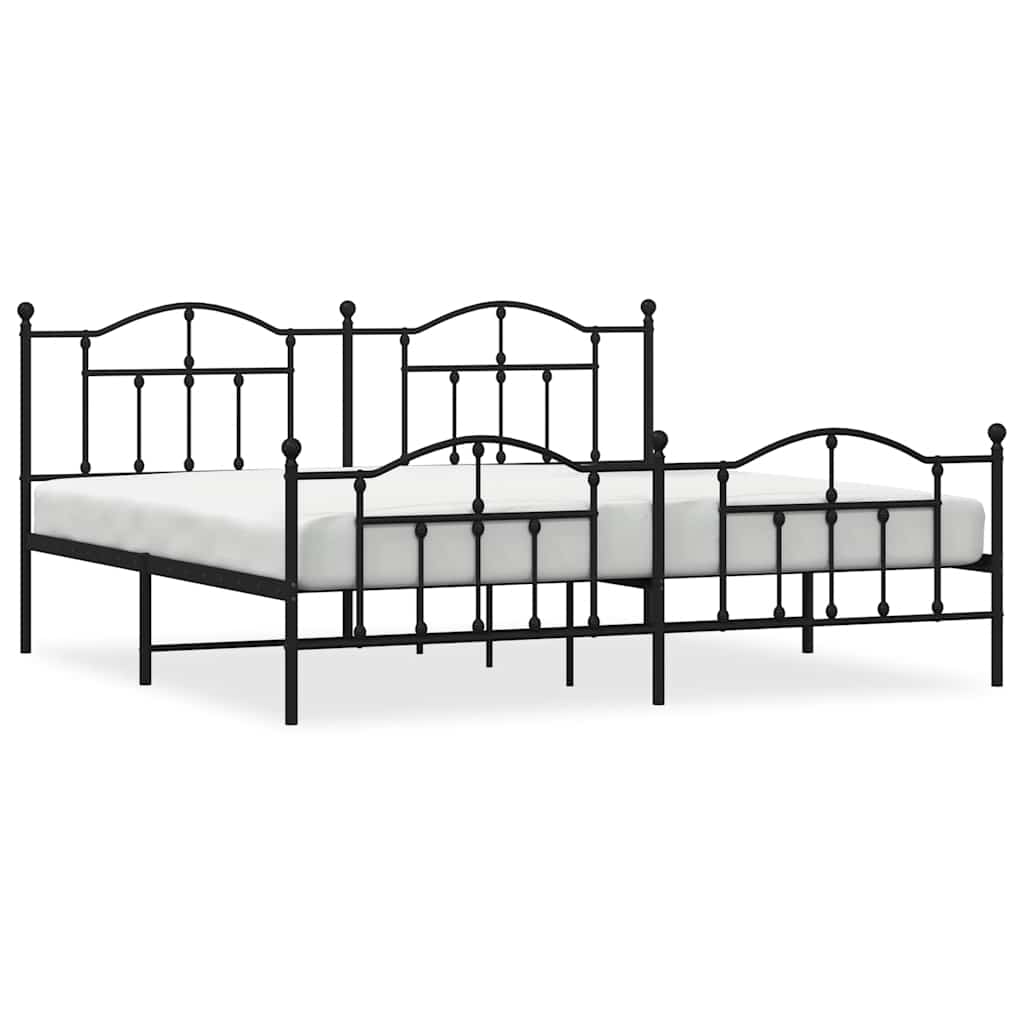 VidaXL Bedframe Met Hoofd- En Voeteneinde Metaal Zwart 200x200 Cm