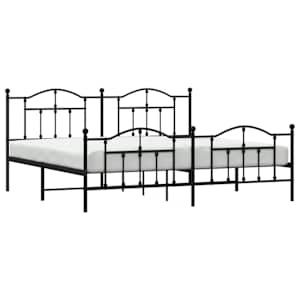 Kovový rám postele s hlavovým a nožním čelem černý 200 x 200 cm - obrázek 4