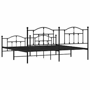 Kovový rám postele s hlavovým a nožním čelem černý 200 x 200 cm - obrázek 7