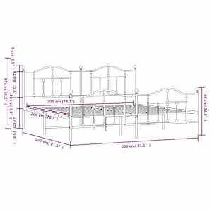 Kovový rám postele s hlavovým a nožním čelem černý 200 x 200 cm - obrázek 9