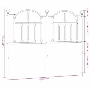 Kovové náhradní čelo postele černé 120 cm - obrázek 6