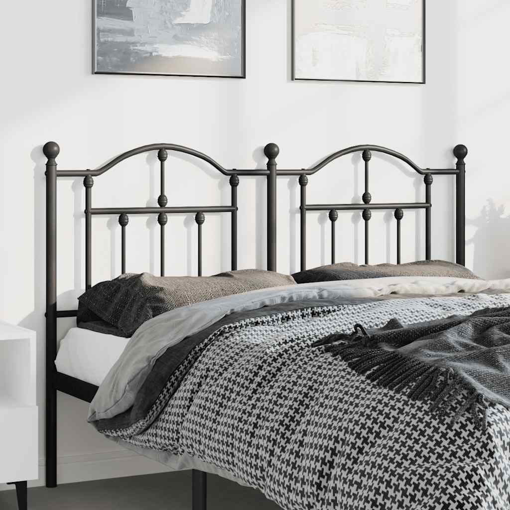 vidaXL Tăblie de pat metalică, negru, 135 cm