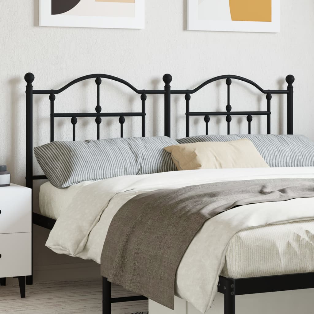 vidaXL Tăblie de pat metalică, negru, 140 cm